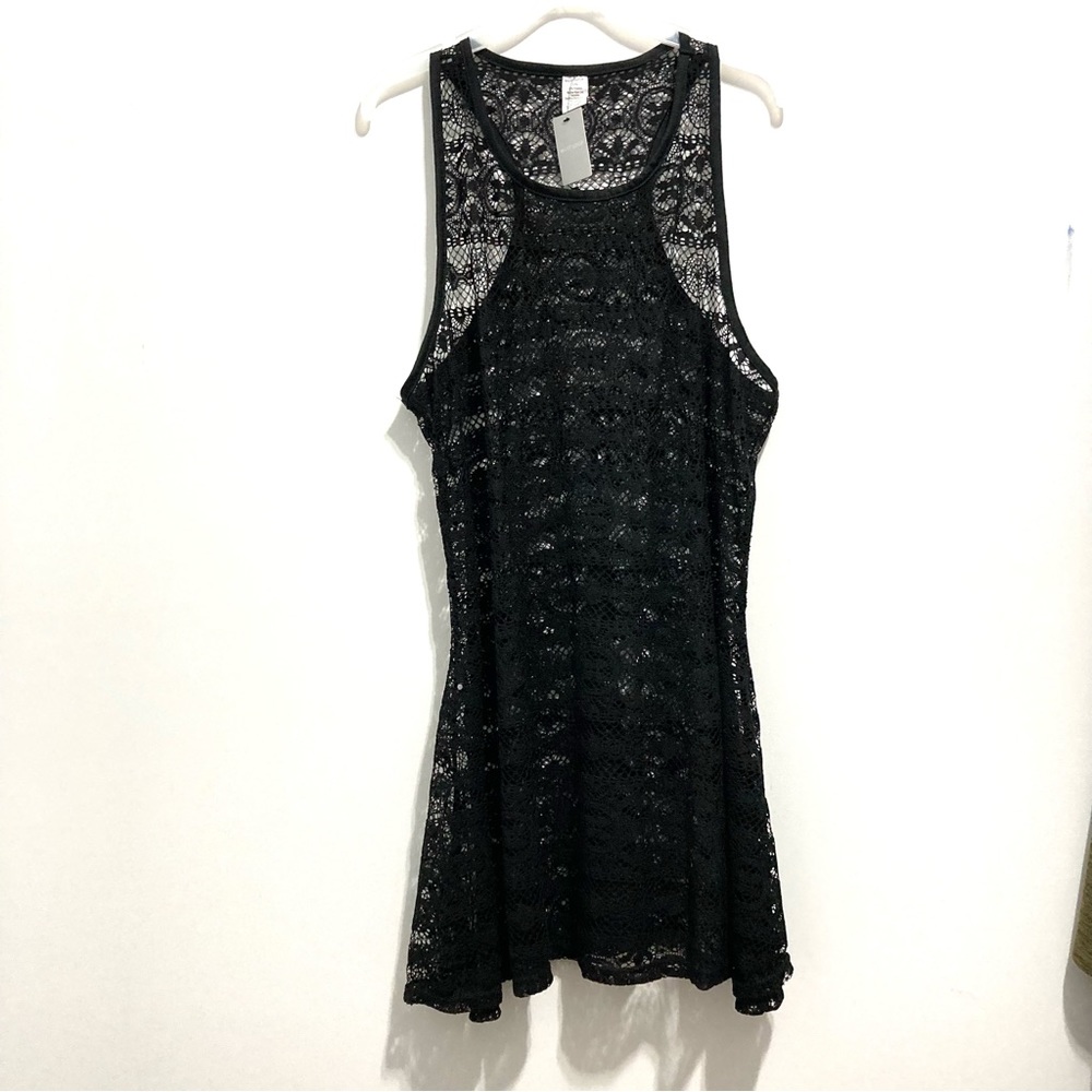 NWT Black Lace Crochet Eyelet Summer Beach Pool Dress